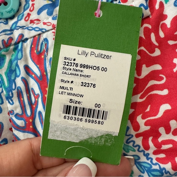 Lilly Pulitzer Callahan Shorts Let Minnow Coral Reef Print Size 00 NWT - Picture 5 of 12